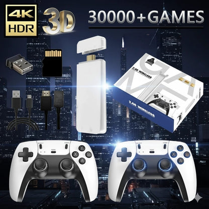 4K 3D Wireless Game Stick – 30000+ Retro Games with Dual Controllers